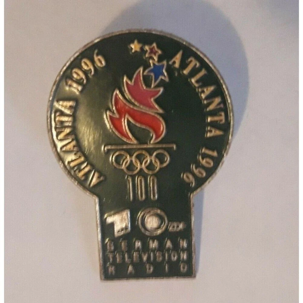 10 ZDF German Television Radio Olympic Pin 1996 Atlanta Enamel Lapel Tack 100 yr